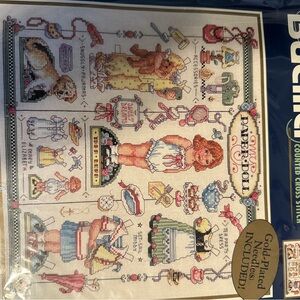 Bucilla Colorful Paper Doll Cross Stitch Kit- vintage- complete kit - unopened